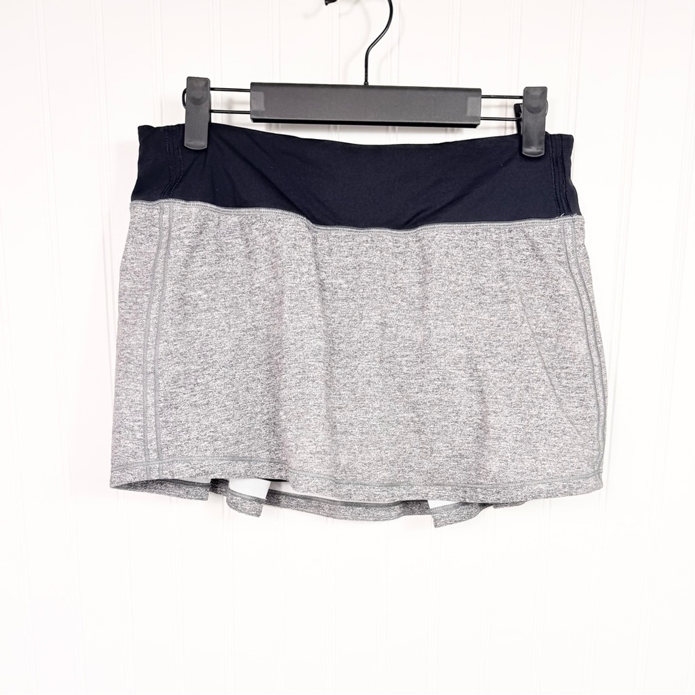 Lululemon Pace Rival Mid-Rise Skirt Skort Heather Lux Gray Black Size 6